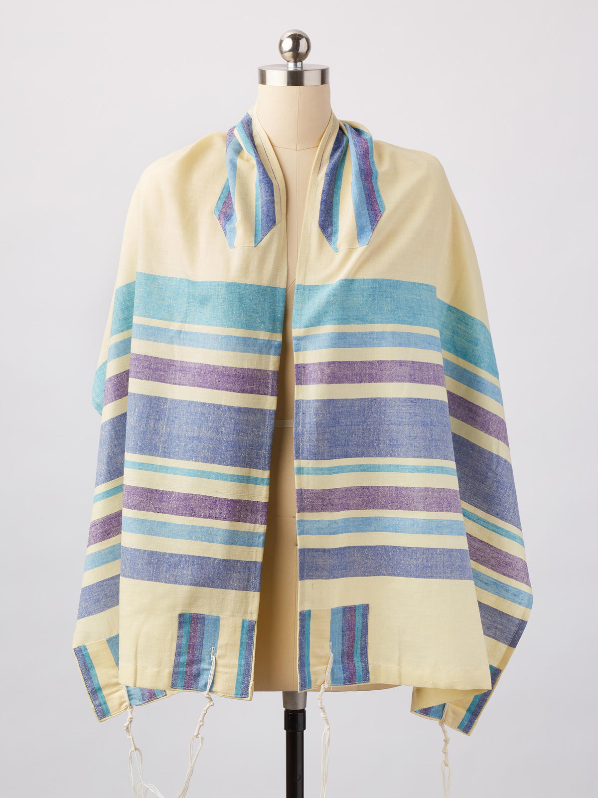 blue and purple stripe woven tallit