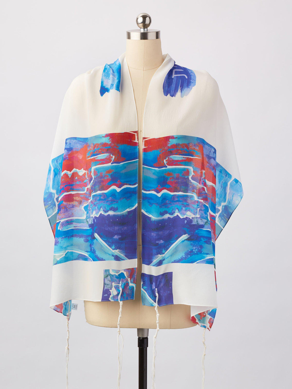 blue and red bat mitzvah tallit