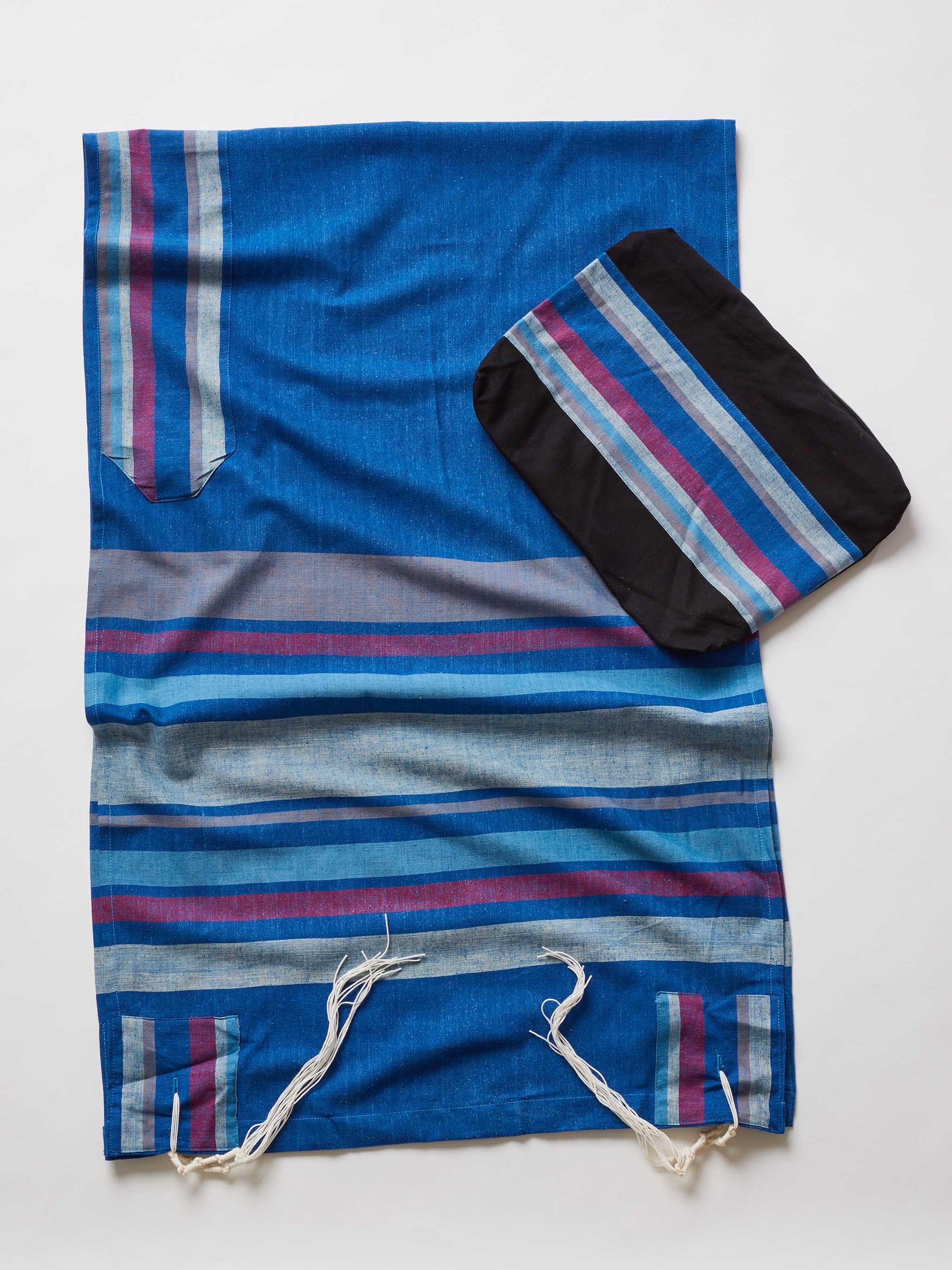blue and purple stripe woven tallit