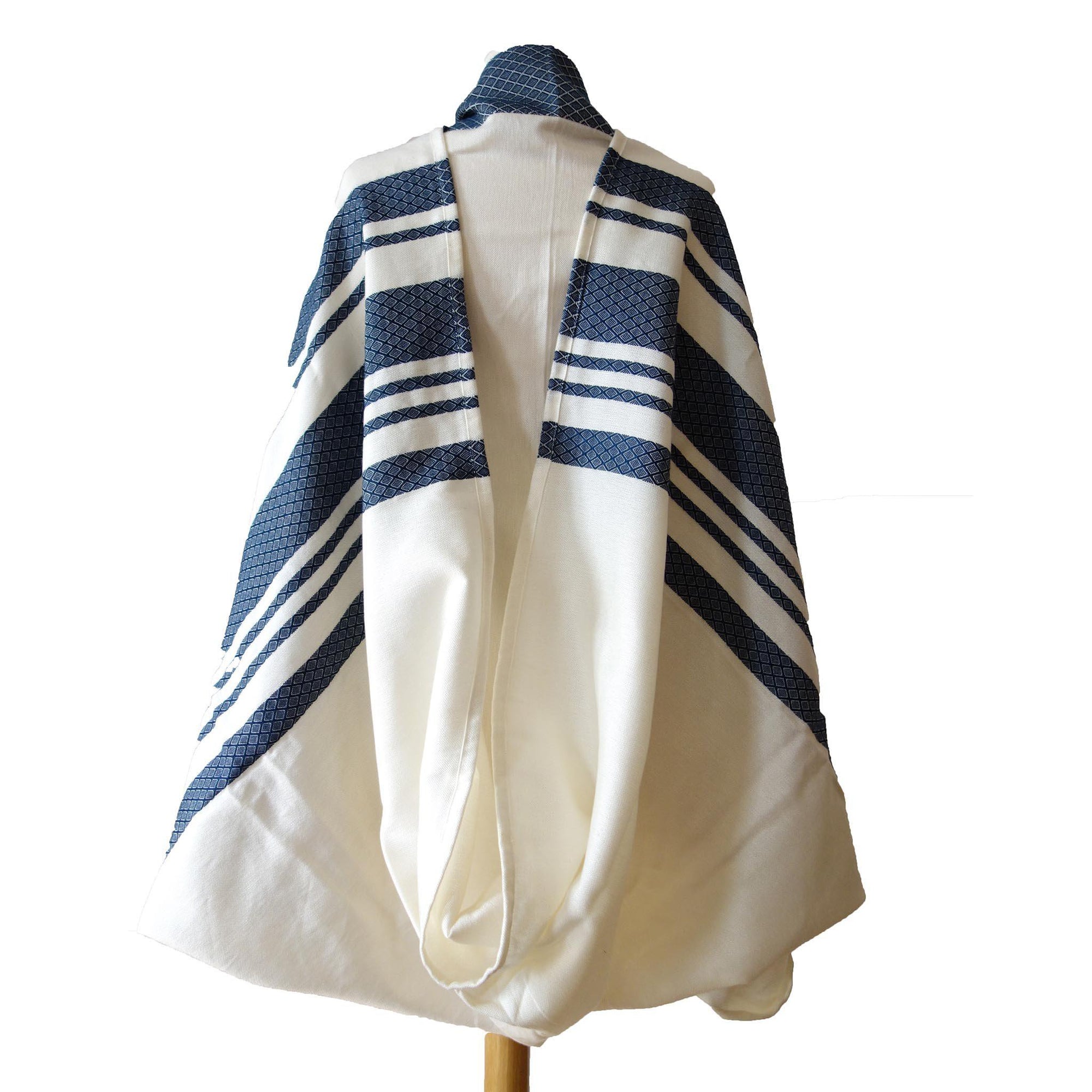 Navy Blue Stripes Traditional Woven Tallit Gadol