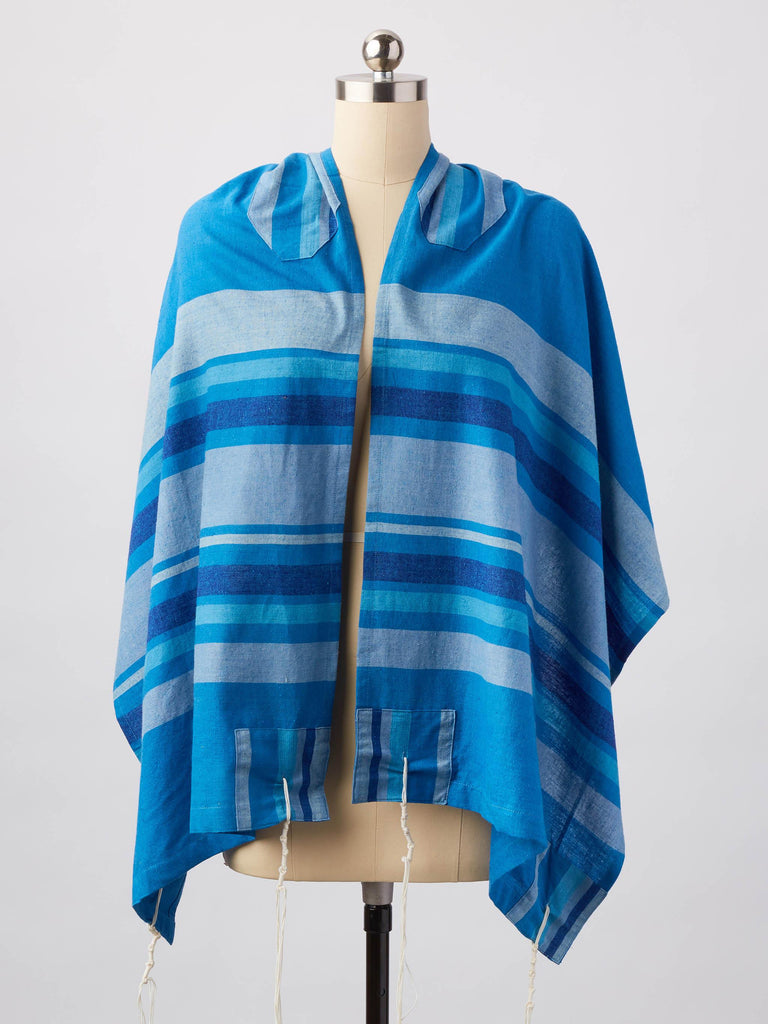 Handwoven Blue Tallit - Tzedek - Advah Designs